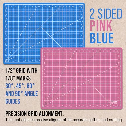 U.S. Art Supply 18"x24" Self-Healing Cutting Mat 5-Ply Pink/Blue - color: Pink/Blue