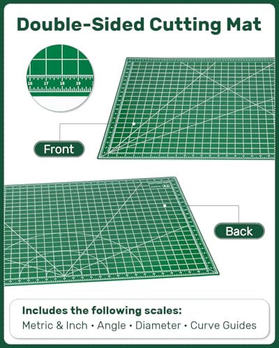 Large Self Healing Cutting Mat 23" x 35", Double-Sided, A1, Green - size: 35"L x 23"W