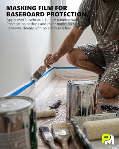 Pre-taped Automotive Masking Film for Painting - 22" x 66' (2 Rolls) - size: 22" x 66' X 2 Rolls