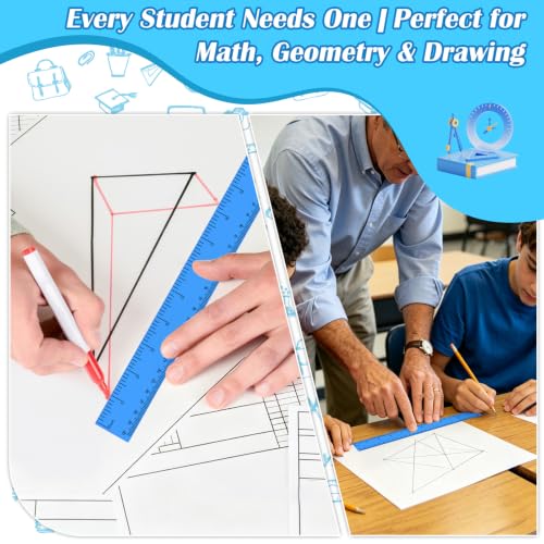 36 Pack 12" Clear Blue Plastic Rulers, Rulers Bulk for Classroom - color: Blue