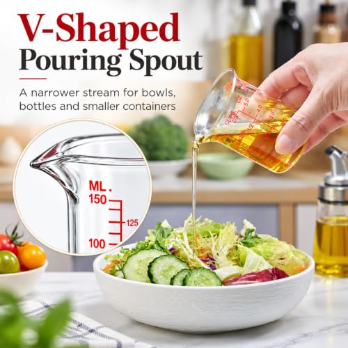 Ackers BORO3.3 Glass Measuring Cup, V-Shaped Spout, 150 mL / 5 oz, Single - size: 150 ML (5 Oz)-SINGLE