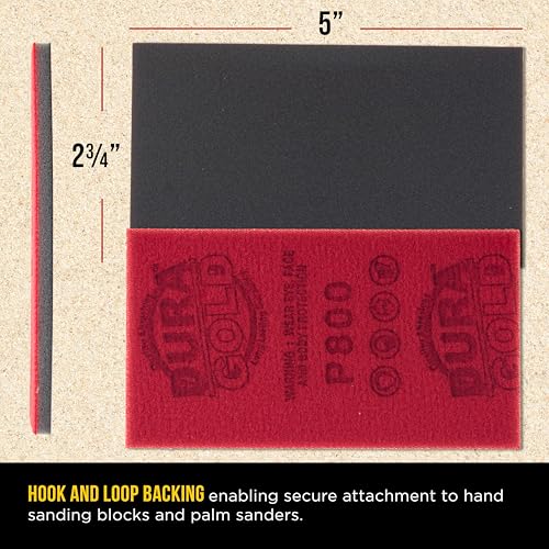 Dura-Gold 800 Grit 5" x 2-3/4" Sanding Sponges, Flexible Sandpaper, 20-Pc - style: 800 Grit