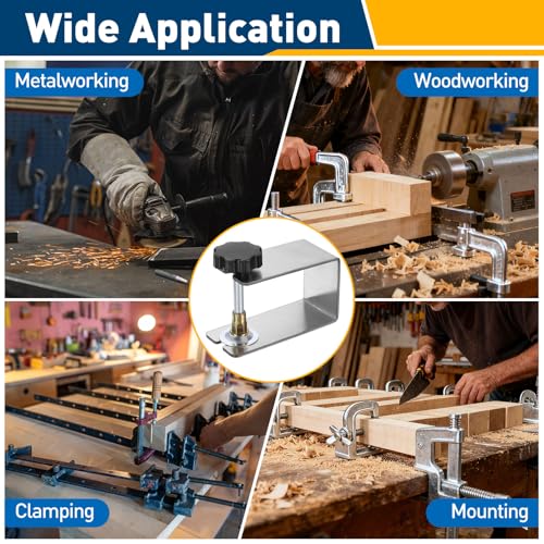 HARFINGTON 4Pcs Stainless Steel C Clamp 2.2" Dia Tiger Clamp - size: 2.2", style: Universal with Foam Pads