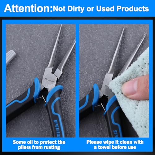 SPEEDWOX Mini Needle Nose Pliers Serrated Jaw Fine Tips TPR Handle - style: Needle Nose Pliers Serrated Jaw with Cover