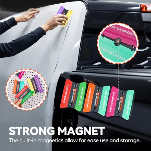 WRAPXPERT Vinyl Wrap Squeegee Vinyl Wrap Tools Felt Squeegee for Car Wrap Magnet Tint Squeegee, 7 Hardness Removable Dual-Side Vinyl Wrapping Kits Window Tint Tools Decal Smoothing Scraper