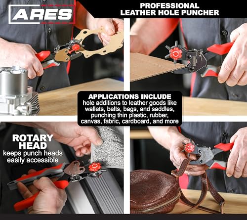 ARES 32016 Professional Hole Puncher - size: Rotary Fabric & Leather Hole Puncher