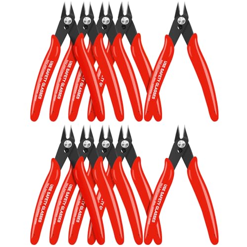 HongWay 10pcs Red 5" Micro Flush Cutters for Electronics Crafts - color: Red