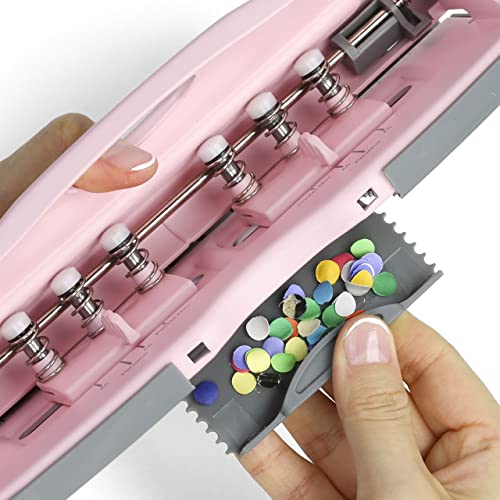 Officemate Adjustable 6-Hole Punch - 8 Sheet Capacity, Paper Punch for Planners and Binders, Fits Mini/Pocket, A6, Personal, A5 and Half Letter Paper, Easy-Read Guide, Pink - color: Pink