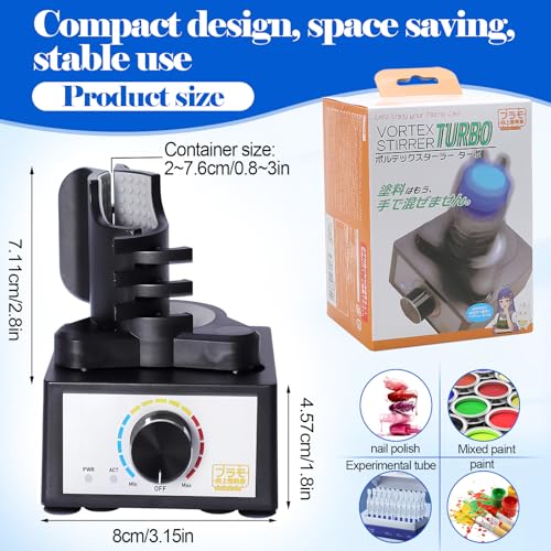 Mini Vortex Mixer, Electric Paint Shaker for DIY Model Paint, Gundam Paint, Nail Polish, Glue and Ink, Hands-Free 3-Speed Mixer Machine for 10-100ml Small Bottles