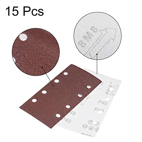 uxcell 40 Grit 1/3 Sanding Sheet Sander Sandpaper Hook and Loop Pads 8 Hole 15pcs - style: 40 Grit