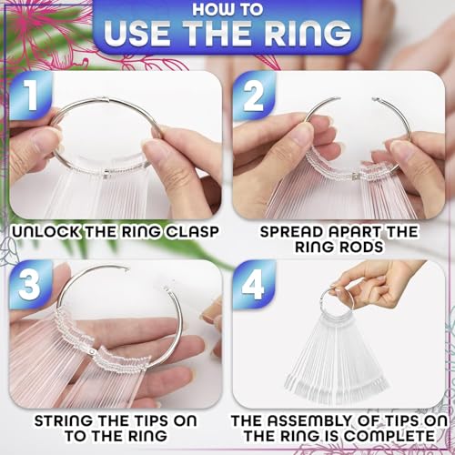 50 Pcs Clear Nail Swatch Sticks, Numbered Tips & Metal Ring, Acrylic - color: 50Pcs Clear Acrylic Nail Polish Swatch Sticks