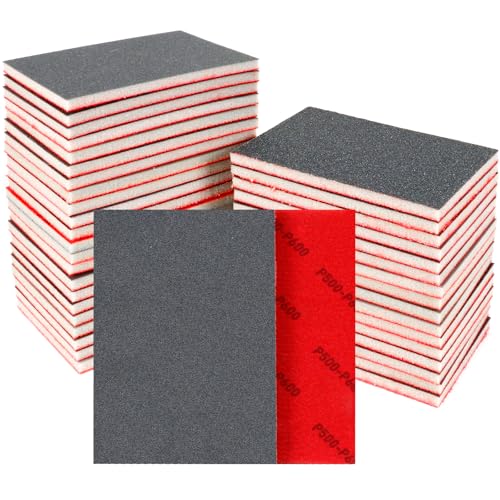 24 PCS Sanding Sponge Block 500-600 Grit Wet Dry Sandpaper for Wood Metal - color: 500-600g, size: 24 Pcs