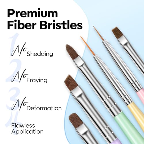 Modelones Nail Art Brushes, Gel Polish Liner Clean up Carving Dotting Tools - color: A-Blue-1