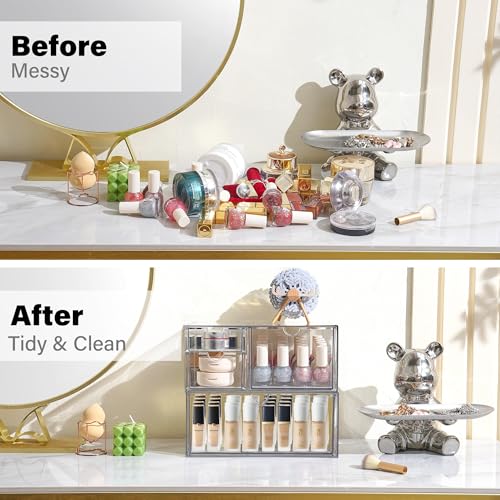 Prsildan Acrylic Drawer Makeup Organizer with 4 Drawers - size: 4 Drawers