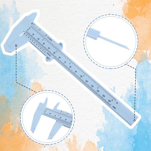 3 Pcs Eyebrow Measuring Tool Plastic Vernier Caliper 6 Inch/150mm Dual Scale Measuring Tool Inch & Metric for Office House Workspace White Blue Pink