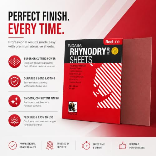 Buy Indasa Red Line Rhynodry Heavy Duty Sanding Sheets, 5 Series (5-2000) - style: 5-2000