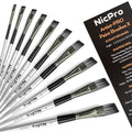 Nicpro 10 PCS Angular Paint Brush Set for Acrylic, Watercolor, Oil, Gouache - size: 10PCS - Angular