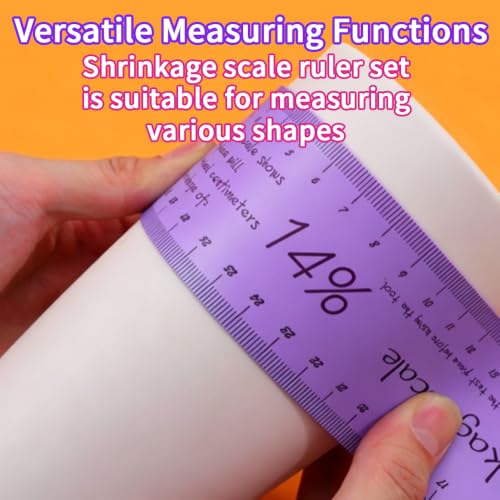2 Set Ceramic Shrinkage Scale Ruler, Ceramic Measuring Ruler Pottery Tool for Carving Shaping Clay Sculpture Modeling, Purple