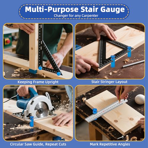 Stair Gauges for Framing Square, Metal Carpenter Layout Tool for Rafters