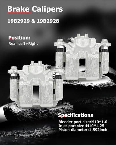 cciyu Rear Left & Right Disc Brake Calipers with Bracket 19B2929 19B2928 - size: Rear[19B2929+19B2928]