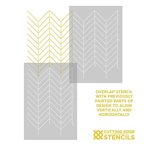 Fine Line Herringbone Wall Stencil - Geometric DIY Wall Design - Modern Pattern for Easy Home Makeover - Affordable Alternative to Wallpaper