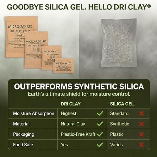 Micro-Pak Dri Clay Kraft, Moisture Absorption Desiccant Packs,17gx25pcs - size: 17gx25pcs