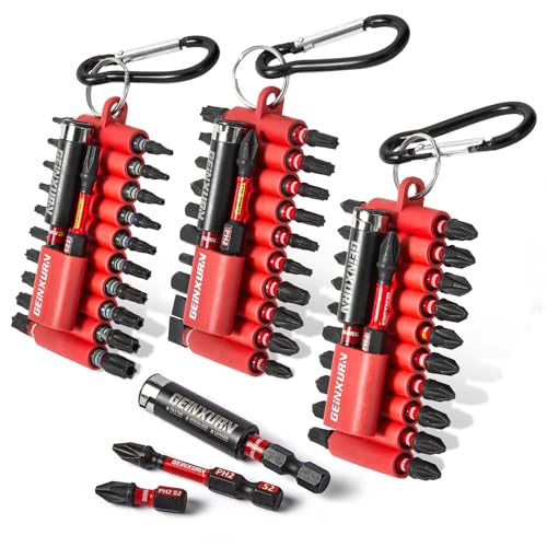 Geinxurn Impact Screwdriver Bits Set, 66 Pieces 1”/ 2”Magnetic (PH/TORX/HEX/PZ/SQ) S2 Steel Multi Power Insert Driver Bits and 3Pc Bit Holder with Organizer Sleeve - color: Multi-bita, size: 1''/2''-66PCS