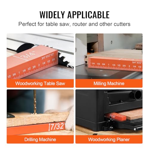 VEVOR Router Table Setup Bars, 14 pcs, Precision Aluminum Setup Blocks Height Gauge Set, with Laser Engraved Size Markings Storage Case, Measuring Depth Height Angle, for Router Table Saw Accessories