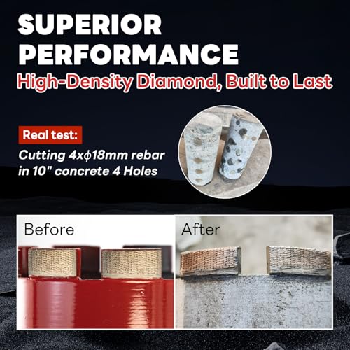 Premium 3" Wet Core Drill Bit for Hard Concrete with High-Density Diamond, Precision-Welded Segments, 1-1/4"-7 UNC x 14" Depth, Industrial Grade for Concrete Rebar, Brick, Masonry, Asphalt - size: 3 Inch
