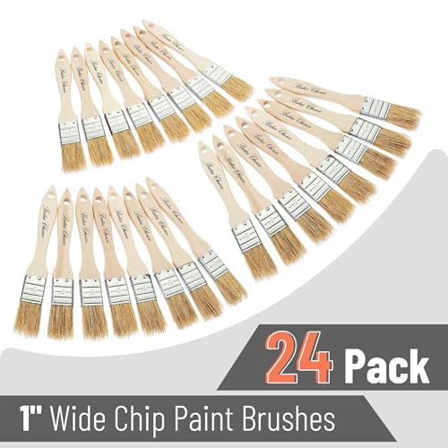 Bates- Chip Paint Brushes for Painting, 1 Inch, 24 Pack, Wood Handle, Natural Bristle Paint Brush - size: 1 Inch, 24 Pack