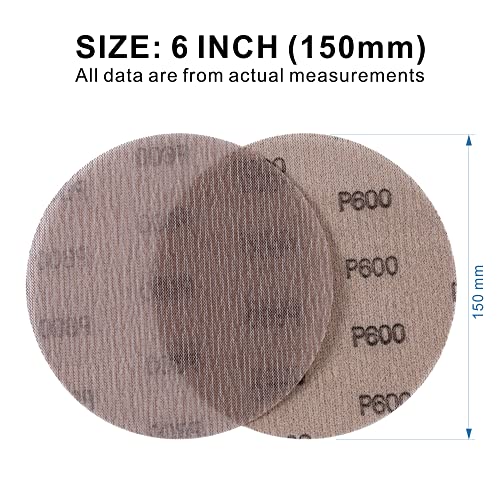 50-Pack 6" Ceramic Alumina Mesh Sanding Discs, 600 Grit Hook & Loop - style: P600 - 6 inch