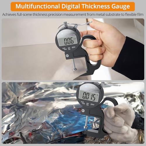 Neoteck Digital Thickness Gauge 1inch/25.4mm,0.0005inch/0.01mm Accuracy - color: Silver-black, size: 0-1"/0.0005"