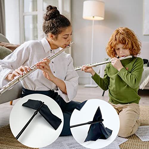 Flute Cleaning Kit Flute Cleaning Rod with 4pcs Flute Cleaning Cloth Flute Cleaning Swabs Flute Polishing Cloth Flute Stick Flute Cleaner Flute Cleaning Tools for Flute maintenance tools, black - color: Rod with 4pcs Flute Cleaning Cloth