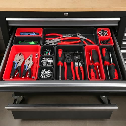 TOOLEAGUE 69Pcs & 5 Sizes Tool Box Organizer with 15Lb Magnetic Pickup Pen - size: 69Pcs with 15Lb Magnetic Pickup Pen