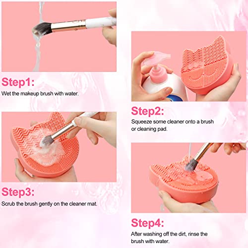 Mygeromon Makeup Brush Cleaner Mat Silicone with Dryer Holder (Orange) - color: Orange