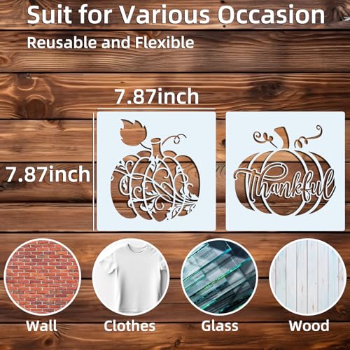 Fall Stencils for Painting 8inch Reusable Pumpkin Stencils 9pcs for Thanksgiving Autumn for DIY Craft Fabric Wood Slice Furniture Floors Wall Home Decor