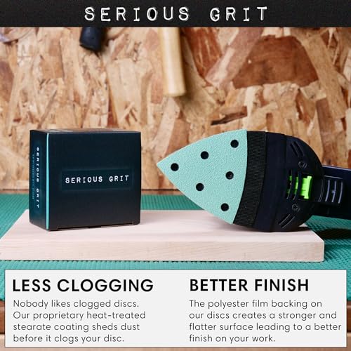 Serious Grit - 93mm 6-Hole P120 Grit Triangle Sanding Sheets - 50 Pack Box - style: 120 Grit