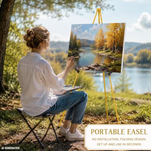 MXG 7-66" Adjustable Yellow Easel Stand for Sign,Painting & display - color: Yellow