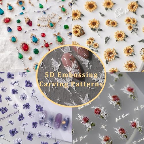 5D Embossed Christmas Nail Stickers Santa Elk Xmas Tree Nail Art Decals Self Adhesive Pegatinas Uñas for Women Nail Supplies Art Design Stickers - color: Christmas-3867