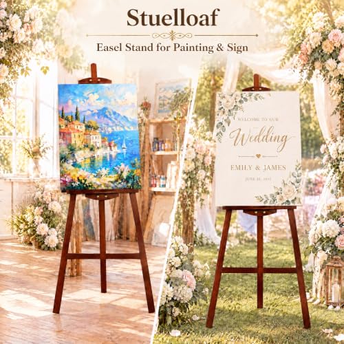Adjustable Walnut Pine Wooden Painting Easel, Art Easel Stand - color: Walnut