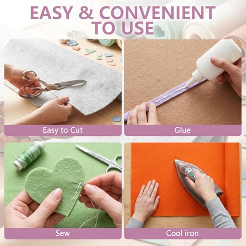 Purple Stiff Felt Sheet 36'' X 36'', 1mm Large Felt Fabric Sheet for Crafts - color: Purple