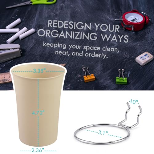 Pegboard Cups With Loops 6 Pack Peg Board Organizer Pencill Holders (Khaki) - color: Khaki