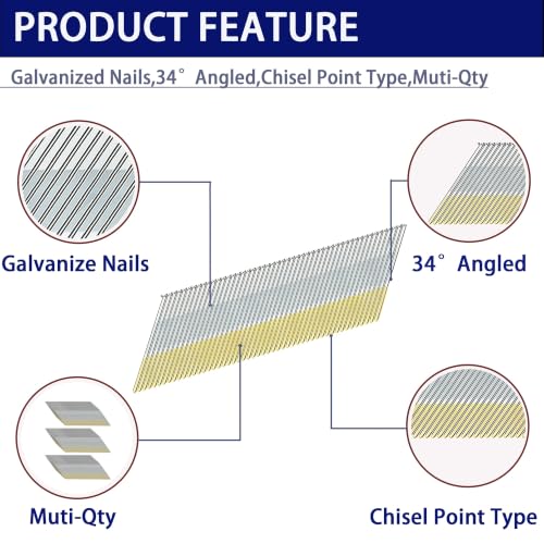 HW HAMWOO 15 Gauge 34°DA Angled Finish Nails,1-1/2":1500pcs - size: 1-1/2"--1500PCS