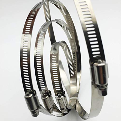 4 Inch Adjustable 304 Stainless Steel Duct Clamps Hose Clamp (8Pcs) - size: 4" -8Pcs