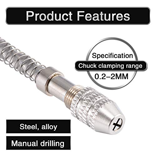 0.2-2mm Mini Hand Drill, Semi-Automatic Hand-Twisting Drills with 1 Chuck, for Crafts Drilling Holes in Resin Epoxy Clay Wood, Jewellery Making, Model Making, Carving DIY - color: 1 Hand Drill + 1 Chuck
