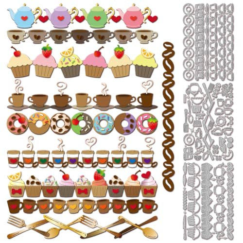 GLOBLELAND Dessert Strips Cutting Dies for Card Making Donut Frame Line Cut Die for DIY Scrapbooking Journal Embossing Paper Craft Decor - style: Dessert Strip
