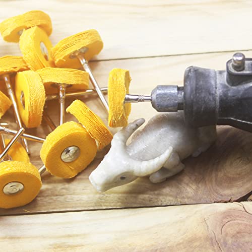20 Pcs 3/32 Inch Shank Yellow Cotton Rotary Polishing Wheels - style: 20 Pcs Yellow Cotton Buffing Wheel