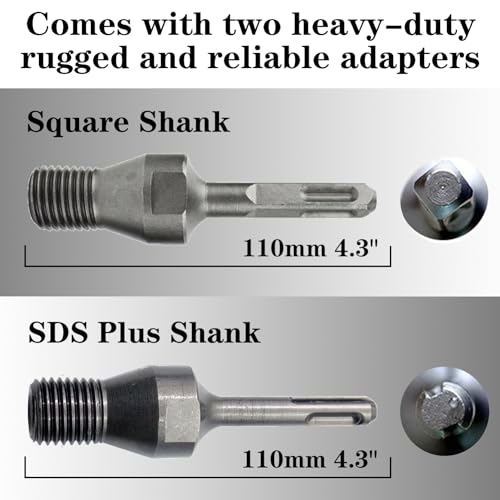 1.5" Dry Core Drill Bits for Cured Concrete with Rebar Brick Block Masonry etc 13in/330mm Drilling Depth，10mm Diamond Segment Height，2 Adapters - size: 1.5 inches