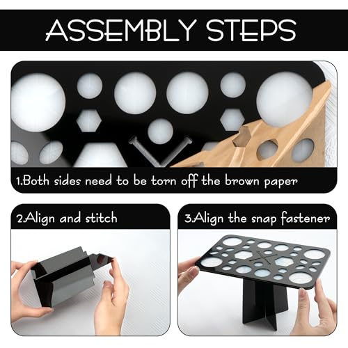SHIDOW 28-Hole Makeup Brush Drying Rack with Silicone Drip Mat, Acrylic Upside-Down Brush Holder Organizer Stand, 1-Pack, Black - color: black