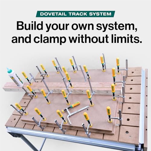 MICROJIG MatchFit Dovetail Clamps, Woodworking Track System Tools, DVC-538K2, 2-Pack, Yellow/Green